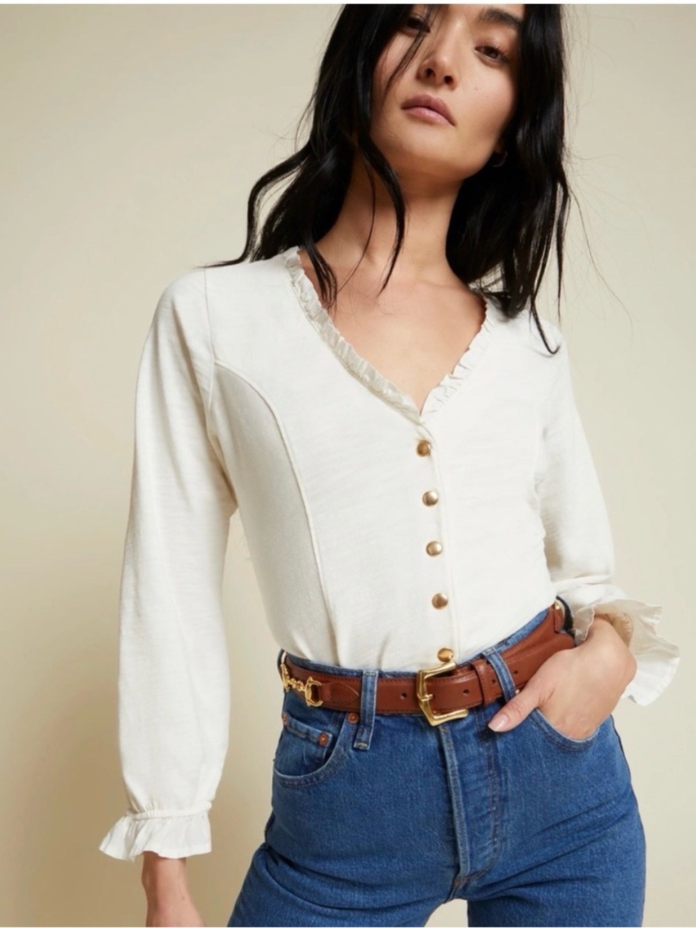 Nation LTD Leandra Edwardian Button Up - Off White XS